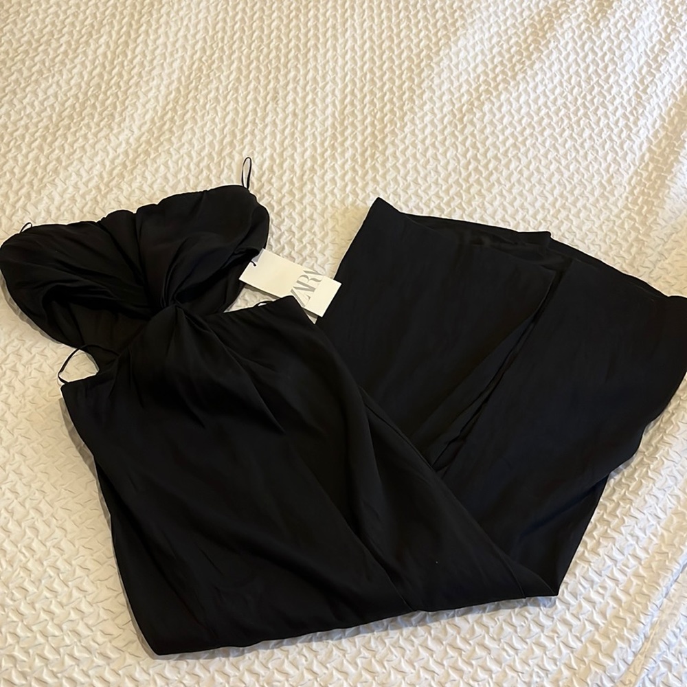 Zara black midi dress with cutouts